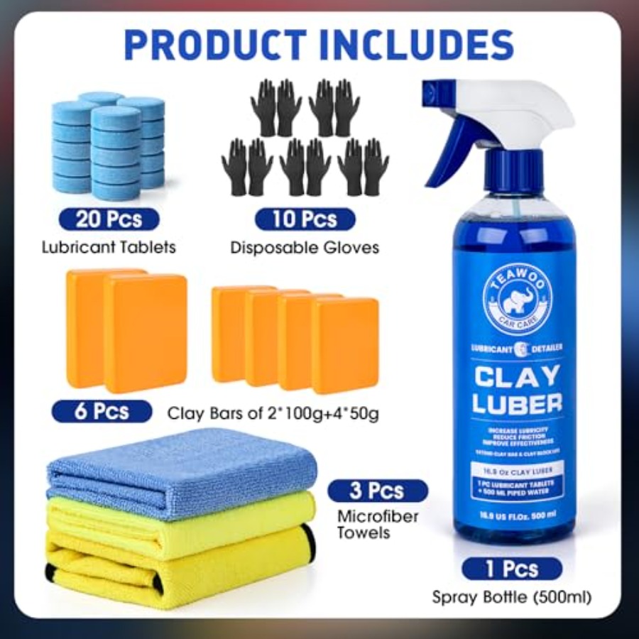 Clay Bars Kit, 6 Clay Bars and - مراجعة Clay Bar Lubricant وسعره